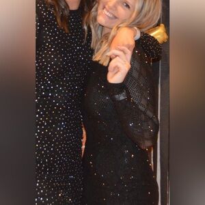 Black Sequin Long Sleeve Mini Dress